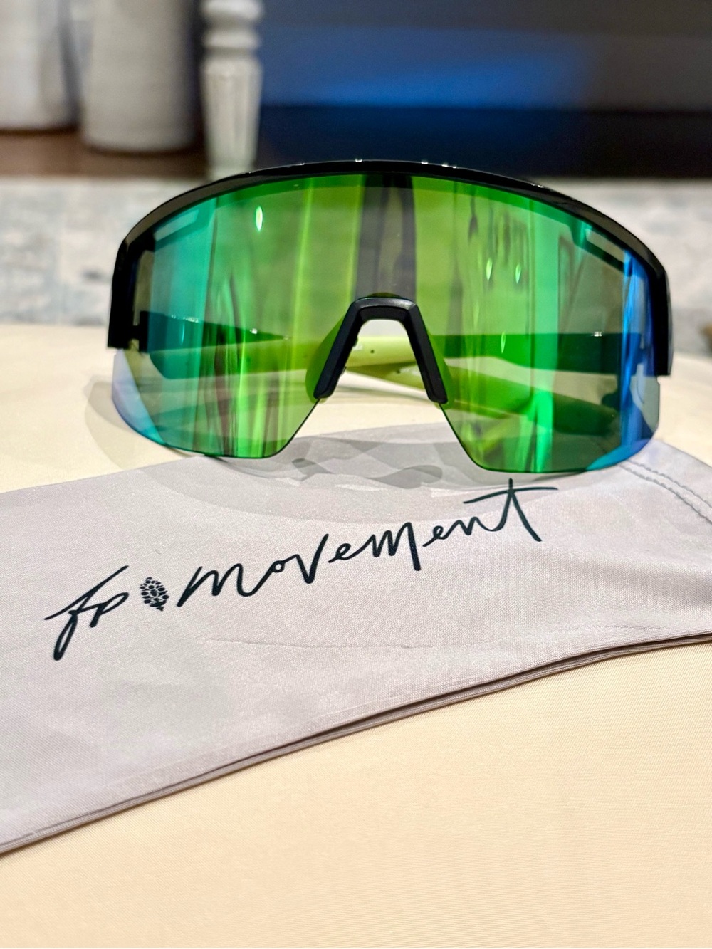 FP Movement Green Mirrored Shield Sunglasses